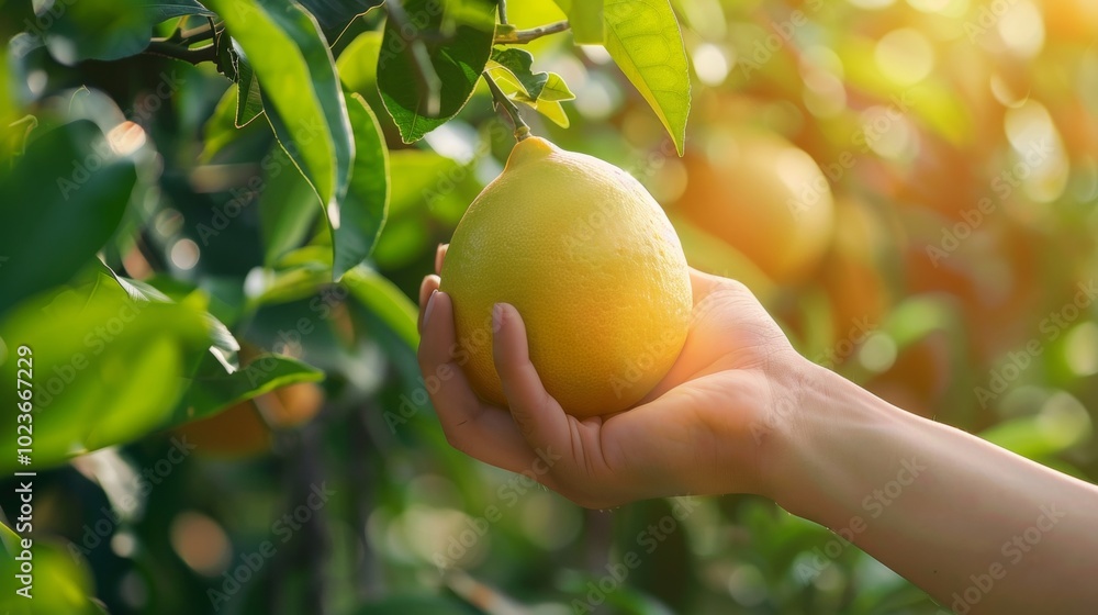 Harvest Bliss HandPicked Pomelo in Lush Orchard Setting Harvest Bliss HandPicked Pomelo in Lush Orchard Setting