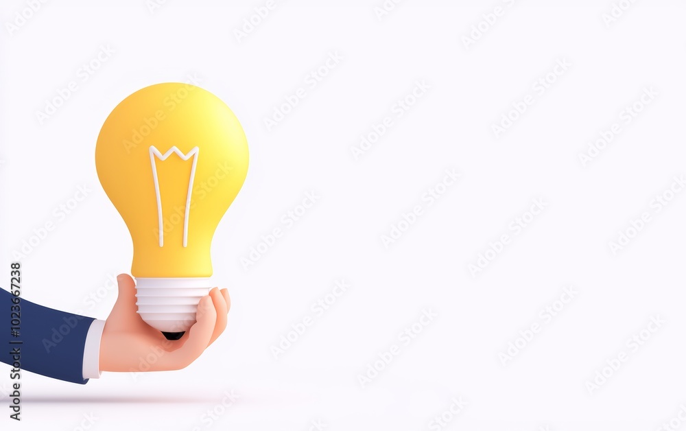 A businessman holding a light bulb, innovation in business, 3D illustration, isolated on white background A businessman holding a light bulb, innovation in business, 3D illustration, isolated on white background