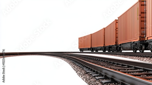 A cargo train moving through an industrial area, transportation and logistics, 3D rendering, isolated on white background photo