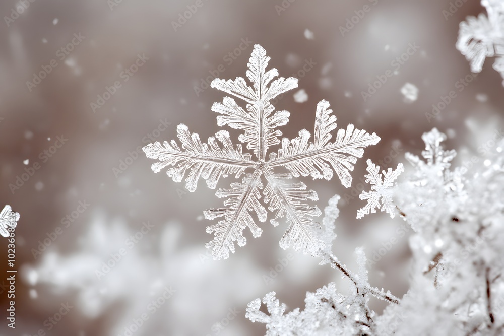 A Delicate Snowflake on a Frosted Branch A Delicate Snowflake on a Frosted Branch