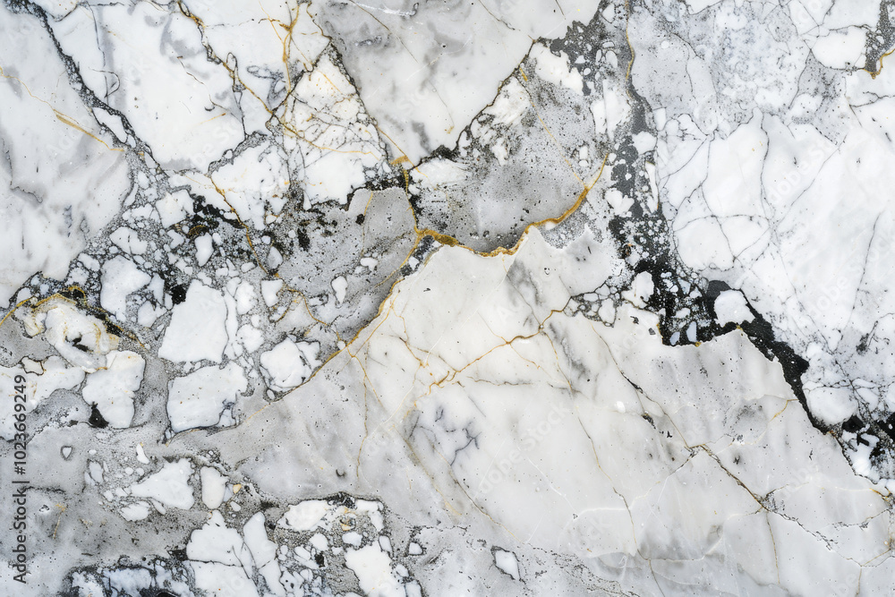 A white marble with gold veins and cracks A white marble with gold veins and cracks