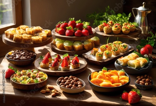 colorful display irresistible snack foods featuring diverse variety tempting textures stylish platter, appetizer, vibrant, spread, dessert, pastry