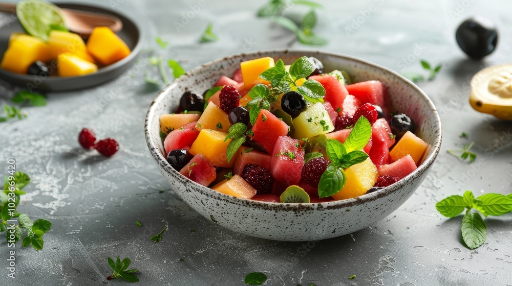 Exotic Elixir Vibrant Tropical Fruit Salad with Mangosteen Health Wellness and Delicious Nutrition in Every Bite Exotic Elixir Vibrant Tropical Fruit Salad with Mangosteen Health Wellness and Delicious Nutrition in Every Bite