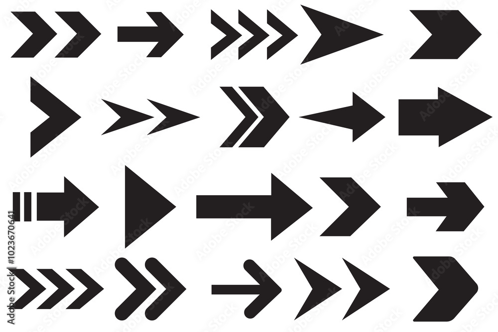 Black vector arrows collection mega bundle set. Arrow vector icon. Modern simple arrows. Collection different arrows sign. Vector illustration. Black vector arrows collection mega bundle set. Arrow vector icon. Modern simple arrows. Collection different arrows sign. Vector illustration.