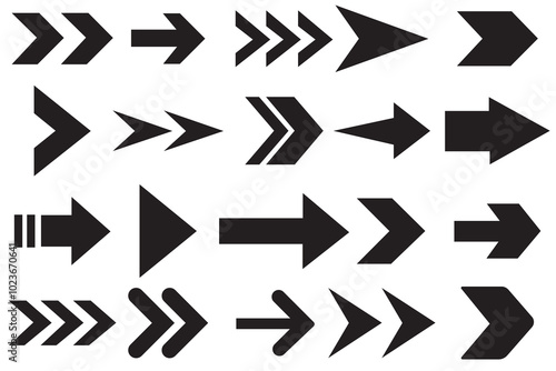  Black vector arrows collection mega bundle set. Arrow vector icon. Modern simple arrows. Collection different arrows sign. Vector illustration.