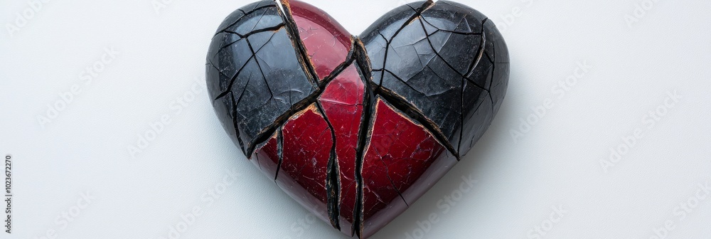 A broken heart, a symbol of heartbreak and loss. The shattered heart is a reminder of the pain and sadness that comes with love's end. emotional resilience concept A broken heart, a symbol of heartbreak and loss. The shattered heart is a reminder of the pain and sadness that comes with love's end. emotional resilience concept