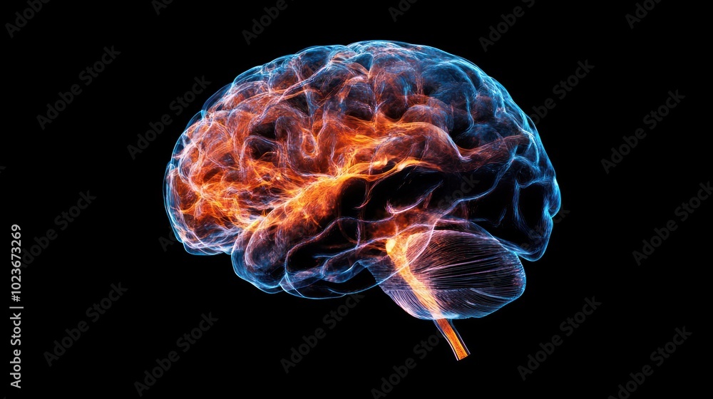 A vibrant, glowing representation of a human brain, showcasing neural activity. A vibrant, glowing representation of a human brain, showcasing neural activity.