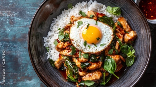 Delicious Chicken Rice Bowl with Fried Egg