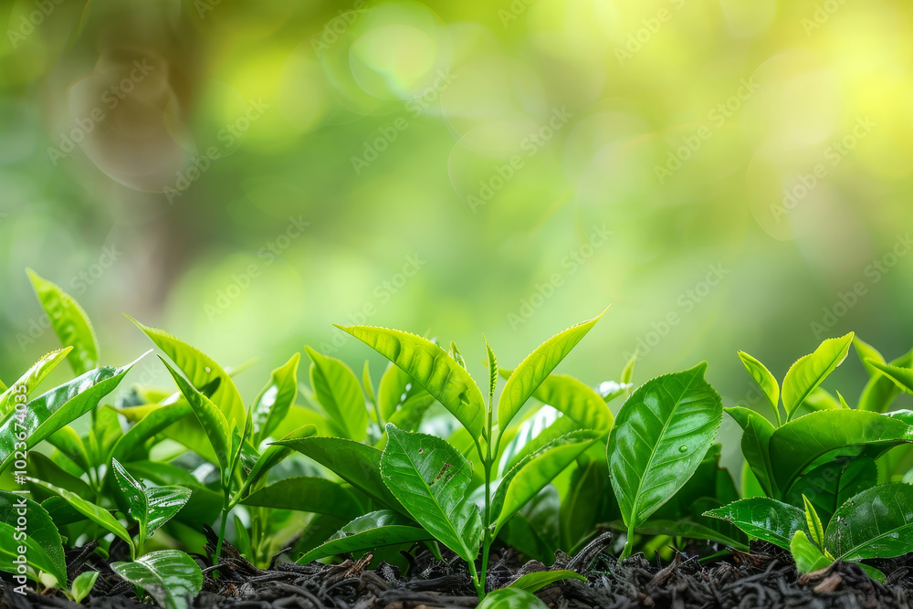 A row of green plants growing in the dirt A row of green plants growing in the dirt