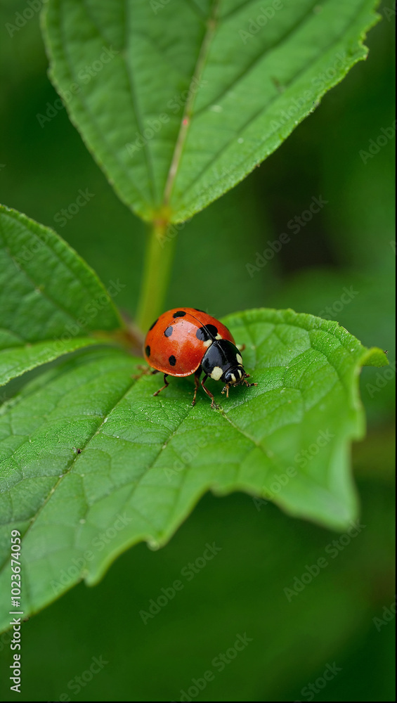 Ladybug on Green Leaf: Nature Macro Wallpaper Ladybug on Green Leaf: Nature Macro Wallpaper