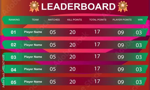 Red game leaderboard with abstract background vector