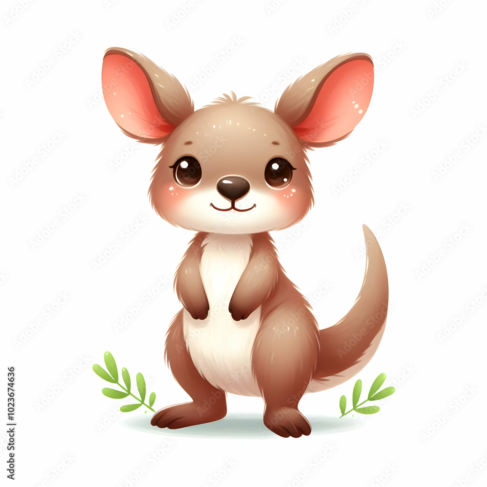 illustration of cute kangaroo hand painted isolated on white background illustration of cute kangaroo hand painted isolated on white background