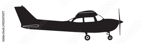 Cessna C-172 Side Profile Silhouette Drawing