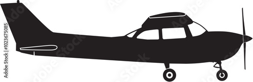 Cessna C-172 Side Profile Silhouette Drawing