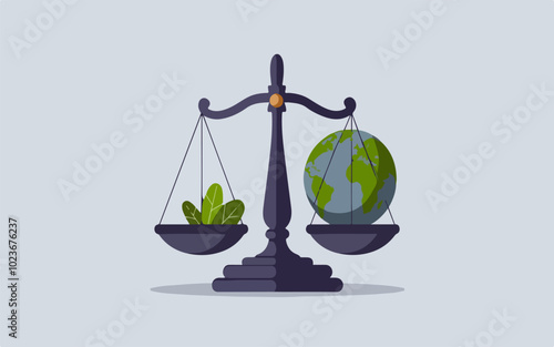 Justice scales balanced with a globe, global equality.eps