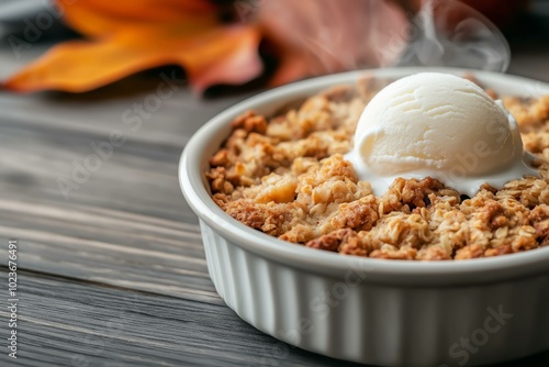 Apple Crisp with Ice Cream: Warm Autumn Dessert