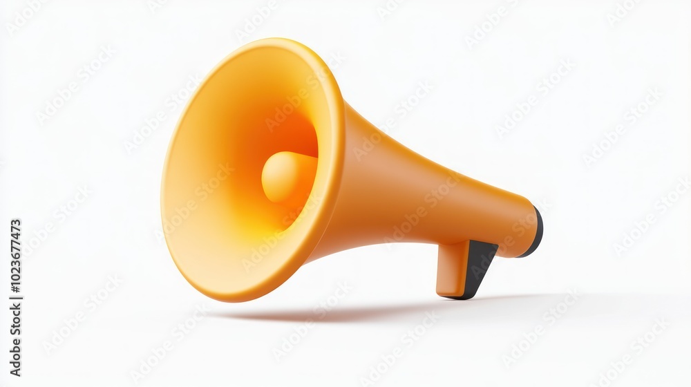 A Vibrant Orange Megaphone on a White Background A Vibrant Orange Megaphone on a White Background