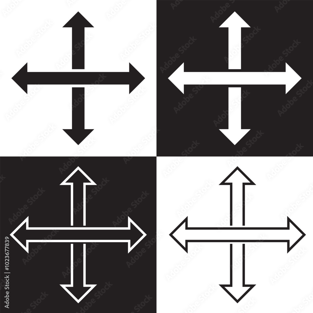 Two crossed double arrows. isolated on white and black background. Vector illustration EPS 10 Two crossed double arrows. isolated on white and black background. Vector illustration EPS 10