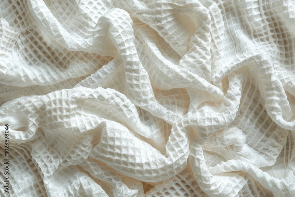 White cotton waffle fabric texture as background White cotton waffle fabric texture as background