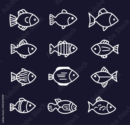 Fische Vektor Zeichnung Set Fish