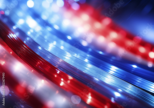 String lights in red, white, and blue lights create a festive and patriotic atmosphere.