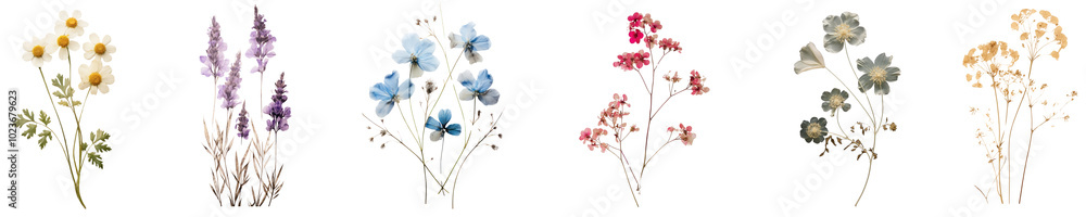 Colorful flowers png cut out element set Colorful flowers png cut out element set