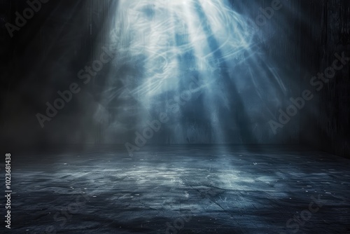 Black background with beam of light shining down creating a dynamic and focused atmosphere