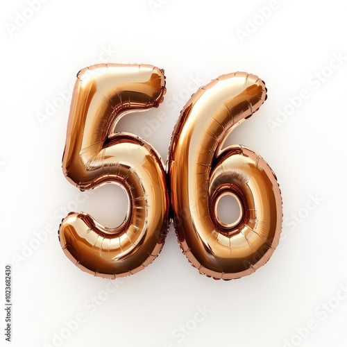 Bronze balloon shaped like number 56