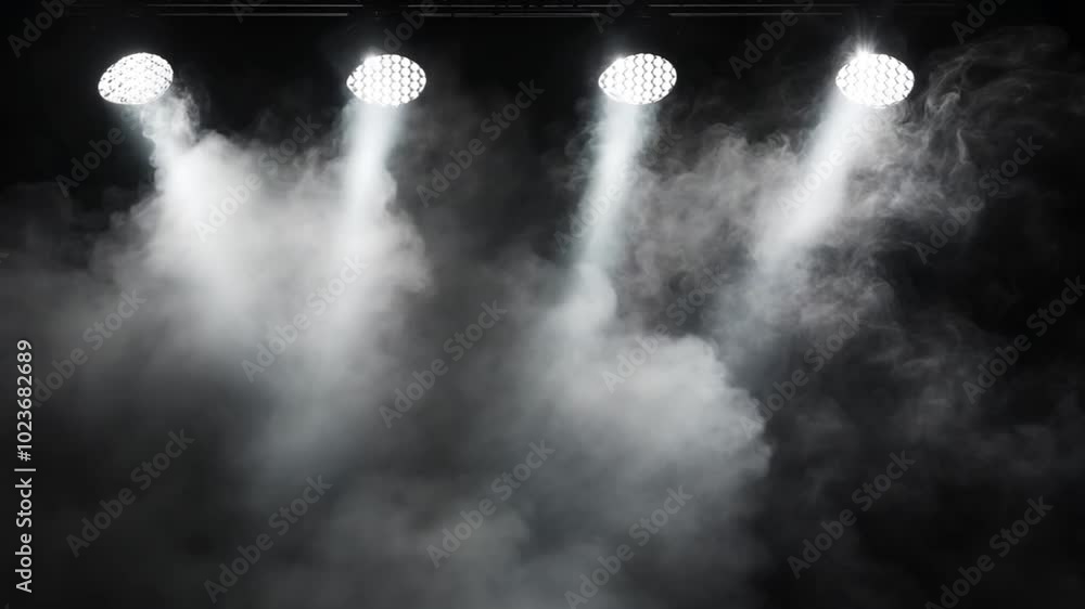 spotlights and fog rising on black background spotlights and fog rising on black background