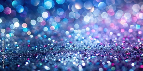 Abstract glitter lights background in silver purple and blue High Angle