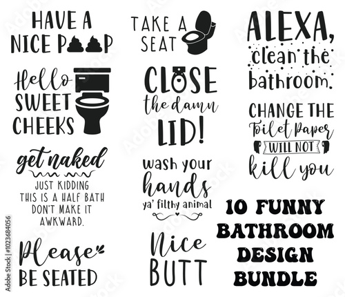 Funny bathroom svg bundle design