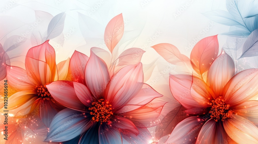 Delicate floral background shining with a warm light Delicate floral background shining with a warm light