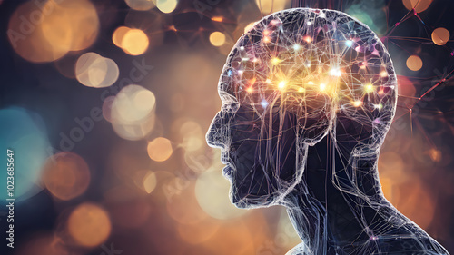 Creative concept of human brain. Abstract brain concept  Creative brain concept background, Concept of Thinking. AI generated image