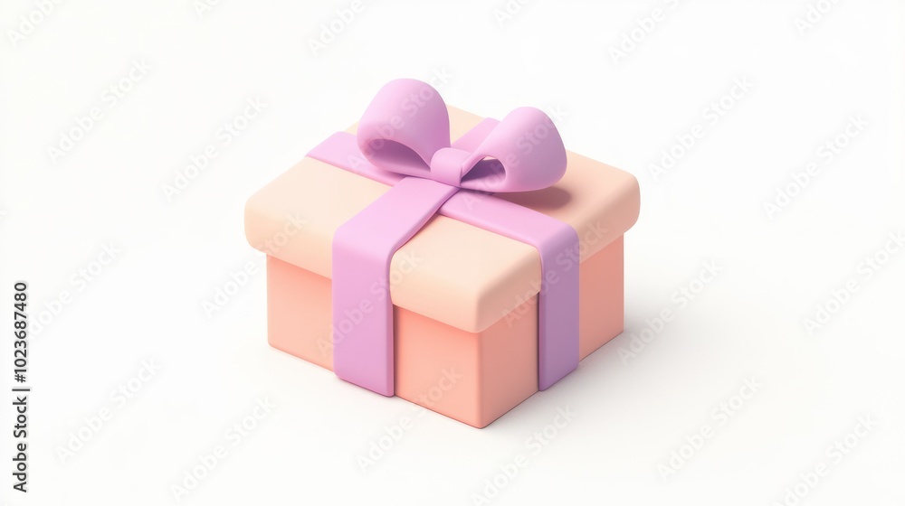 Pink-Bowed Gift Box on White Background Pink-Bowed Gift Box on White Background