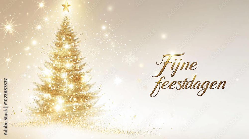 Starry Christmas tree, golden color, , text Starry Christmas tree, golden color, , text