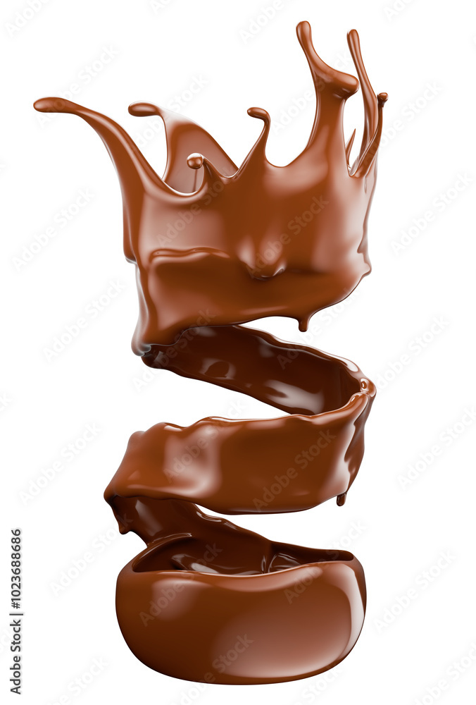 chocolate splash isolated on a white background. 3d render chocolate splash isolated on a white background. 3d render
