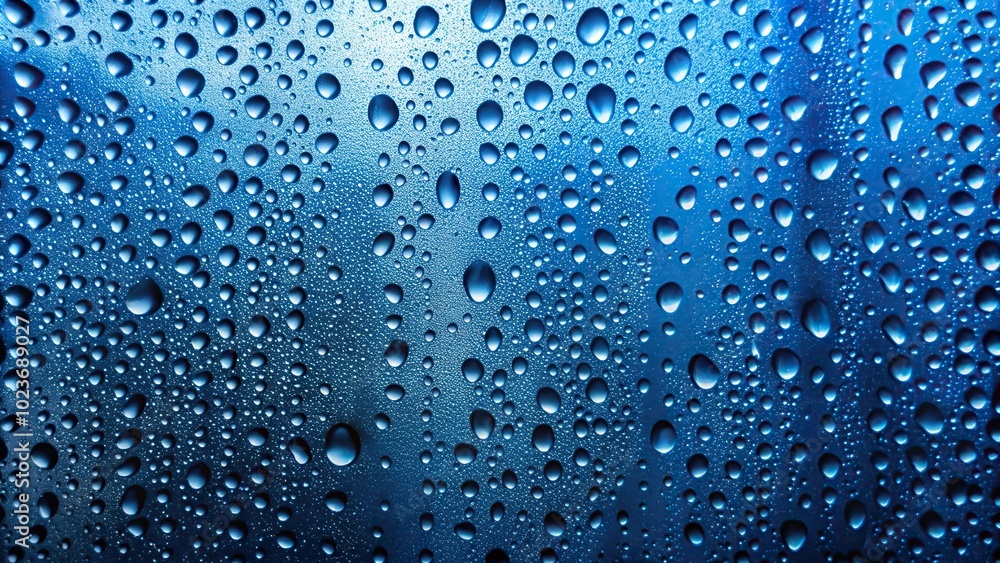 Abstract blue raindrop pattern on window Abstract blue raindrop pattern on window