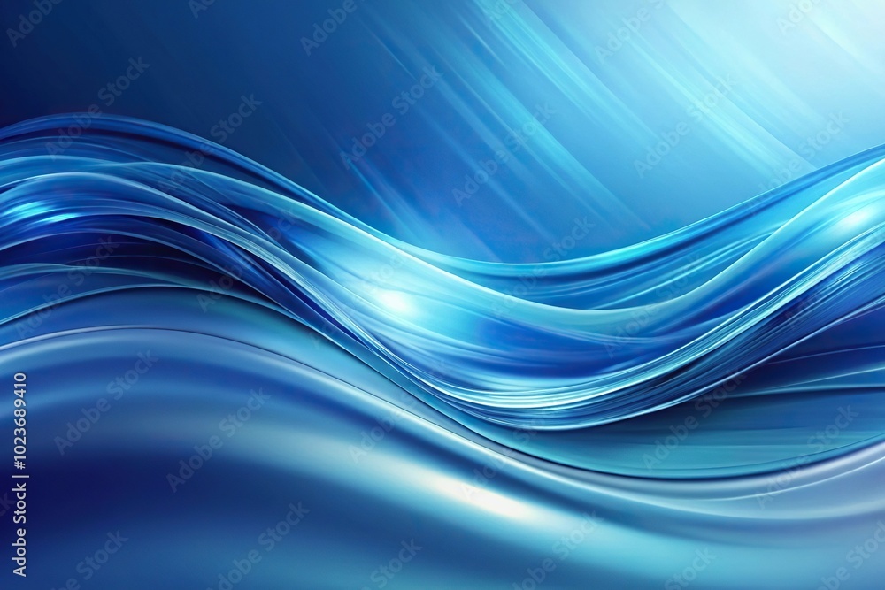 Fototapeta premium Abstract blue swoosh background with elegant waves silhouette