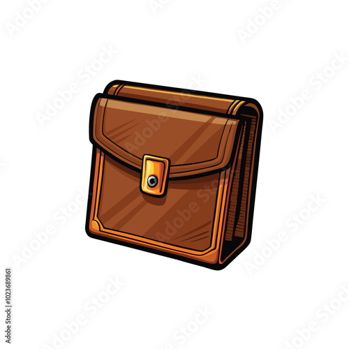 Illustration of a brown leather document holder with a gold clasp.