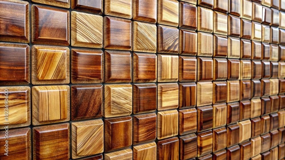 Abstract brown wooden glazed glossy deco glamour mosaic tile wall texture with geometric shapes Wood background Abstract brown wooden glazed glossy deco glamour mosaic tile wall texture with geometric shapes Wood background