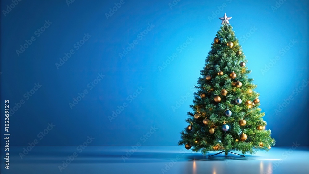 Abstract Christmas tree on blue background, tilted angle Abstract Christmas tree on blue background, tilted angle