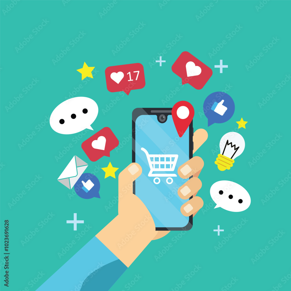 vector illustration of social media marketing app