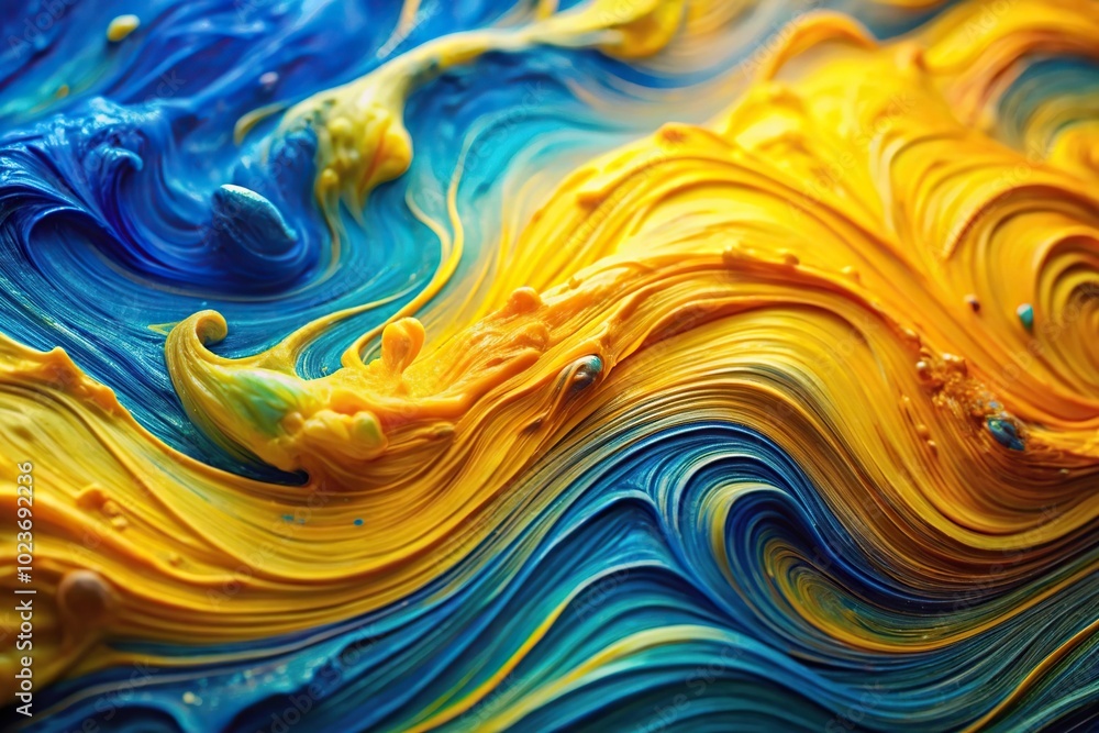 abstract colorful background with waves yellow and blue paint abstract colorful background with waves yellow and blue paint