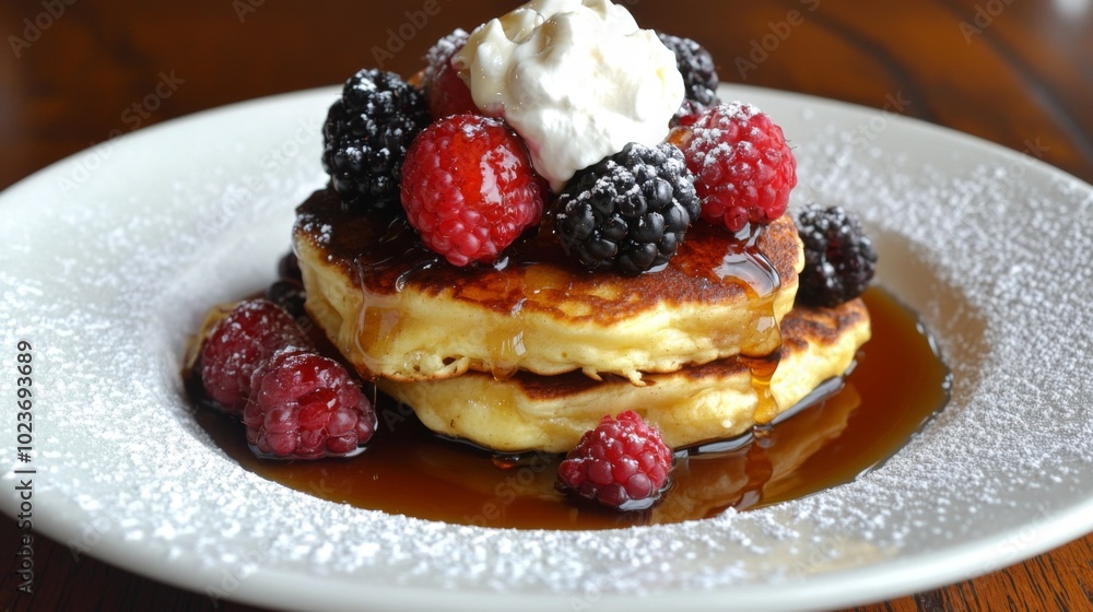 Delightful Pancakes with Berries and Whipped Cream Delightful Pancakes with Berries and Whipped Cream