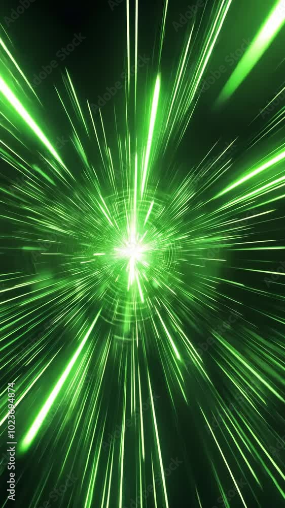 Green light burst with radial beams, futuristic energy concept Green light burst with radial beams, futuristic energy concept