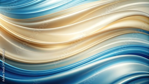 Abstract cream and blue silk wallpaper with wave pattern