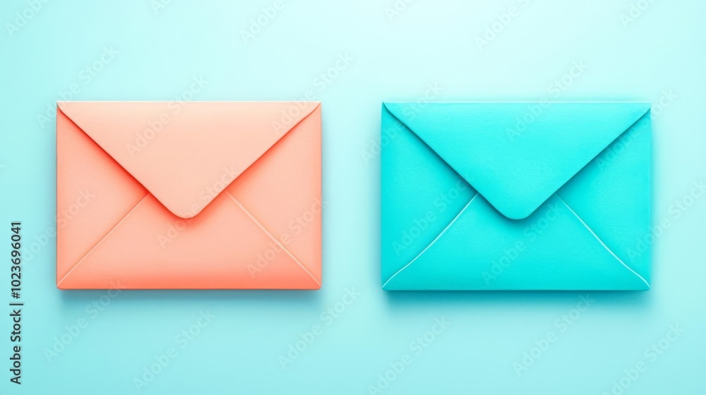 Vibrant envelope designs in coral and turquoise, perfect for invitations, correspondence, or creative projects. Vibrant envelope designs in coral and turquoise, perfect for invitations, correspondence, or creative projects.