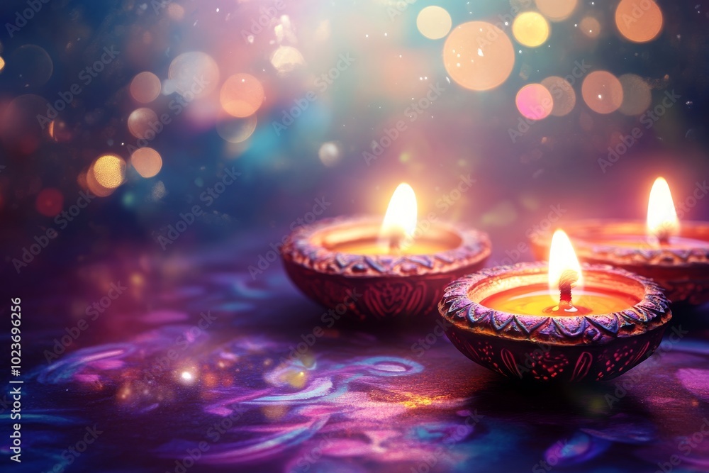 Diwali decorations on a dynamic abstract background Diwali decorations on a dynamic abstract background