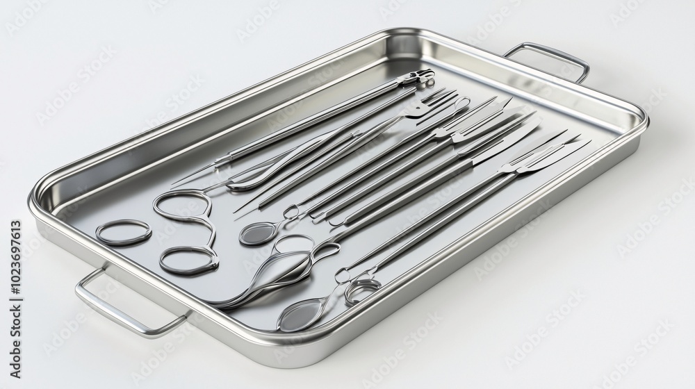 Sterile Surgical Tray with Neatly Arranged Instruments Sterile Surgical Tray with Neatly Arranged Instruments
