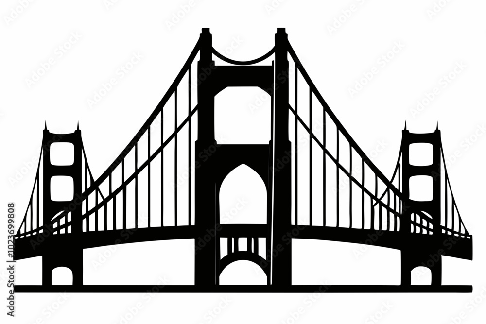 Fototapeta premium Golden gate bridge silhouette. bridge vector silhouette illustration 